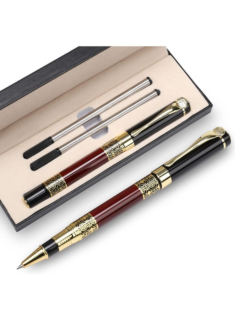 ChicAbode قلم الكرة الفاخرة ، أقلام الأعمال ، مجموعة هدية قلم الكرة ، للرجال والنساء المهنيين المكتب التنفيذي صندوق هدية أنيق ، خط إعادة ملء الكرة الأسود عرض 0.5 مم (أحمر) - Image 1